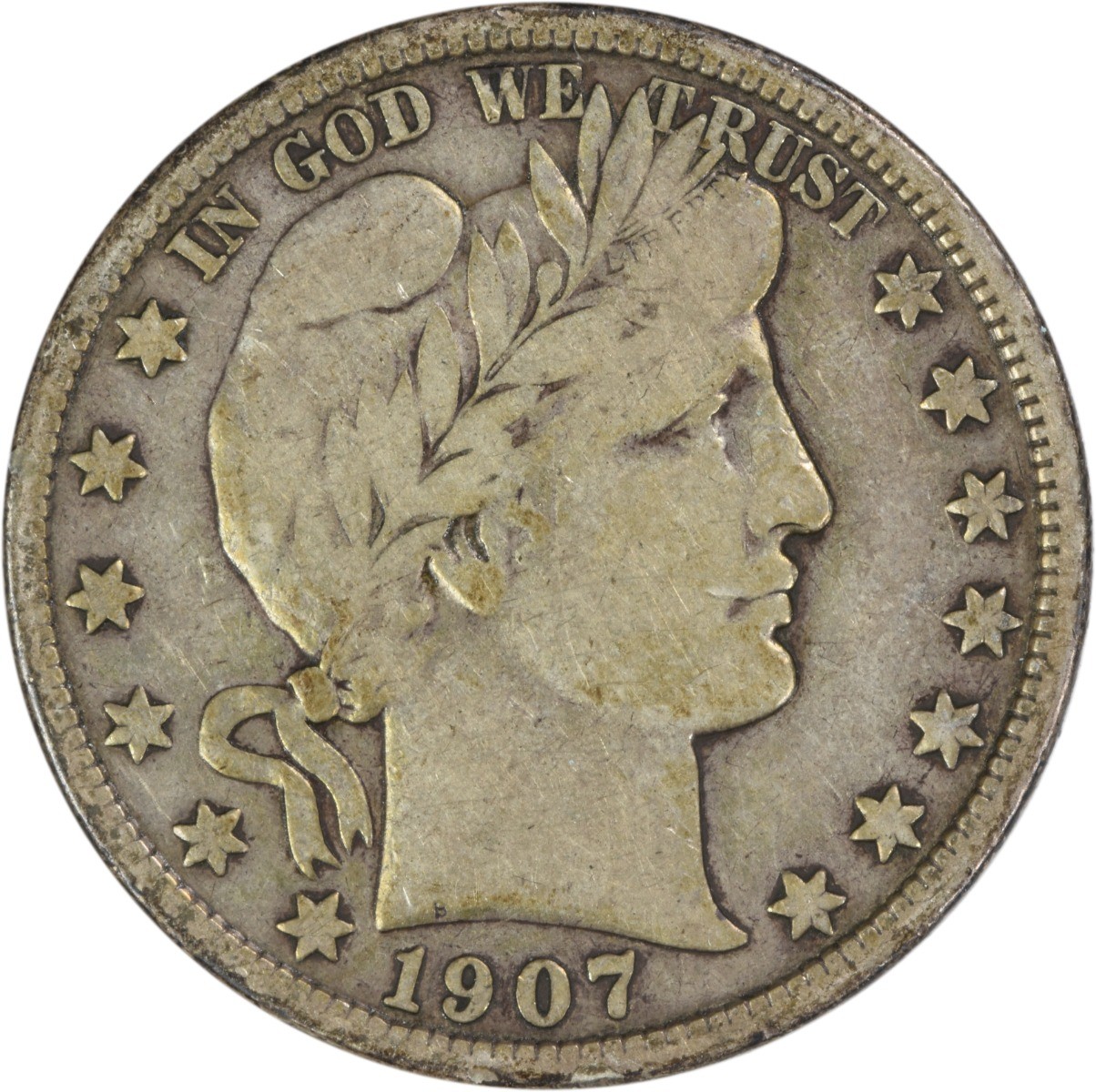 1907-D Barber Silver Half Dollar F Uncertified #303 1907-D Barber Silver Half Dollar F Uncertified #303