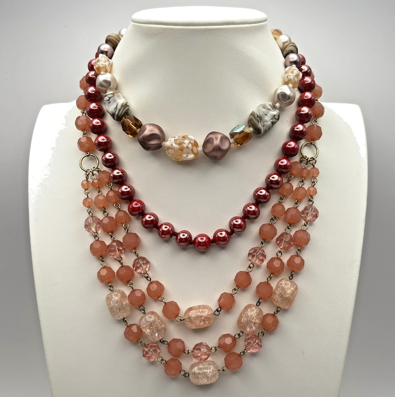 Vintage Necklaces Glass Lucite Beads Robert Rose JAPAN Chunky Lot of 3