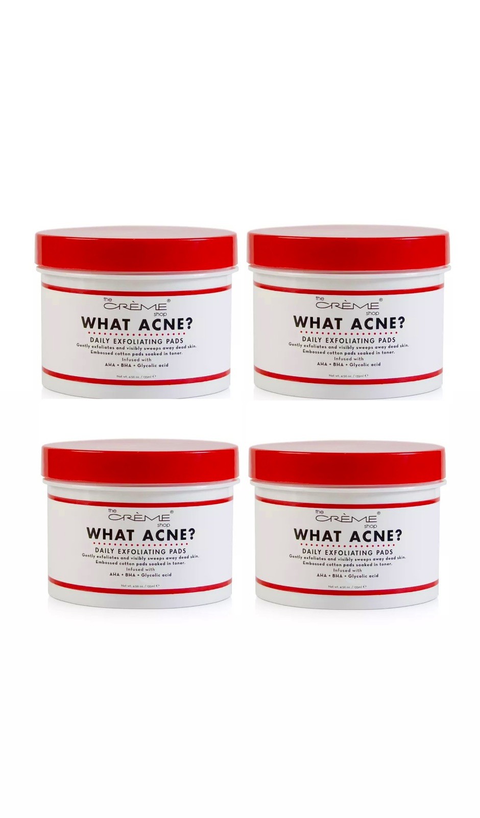 4 Pack - The Crème Shop What Acne Daily Exfoliating Pads 4 Pack - The Crème Shop What Acne Daily Exfoliating Pads