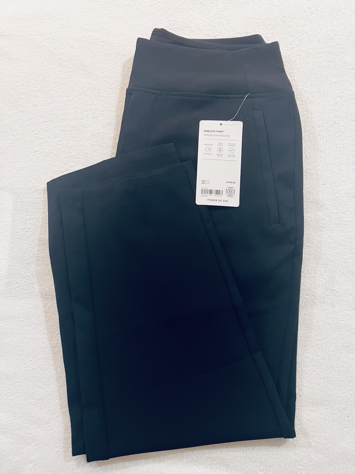 Athleta Endless High Rise Pant Black Size 8/P - Waist 33 In, Inseam 24 Inch. New Athleta Endless High Rise Pant Black Size 8/P - Waist 33 In, Inseam 24 Inch. New