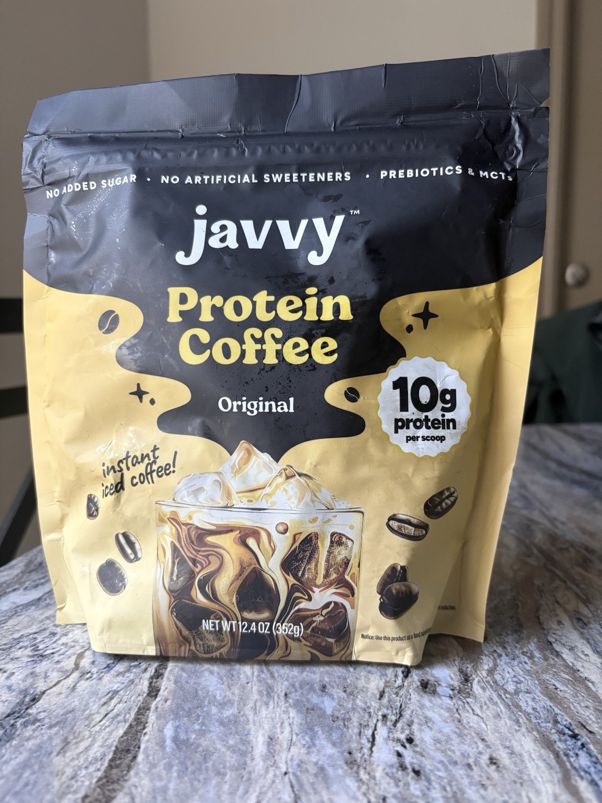 Javvy Protein Coffee Original Instant Coffee, No Added Sugar, 12.4 oz Bag