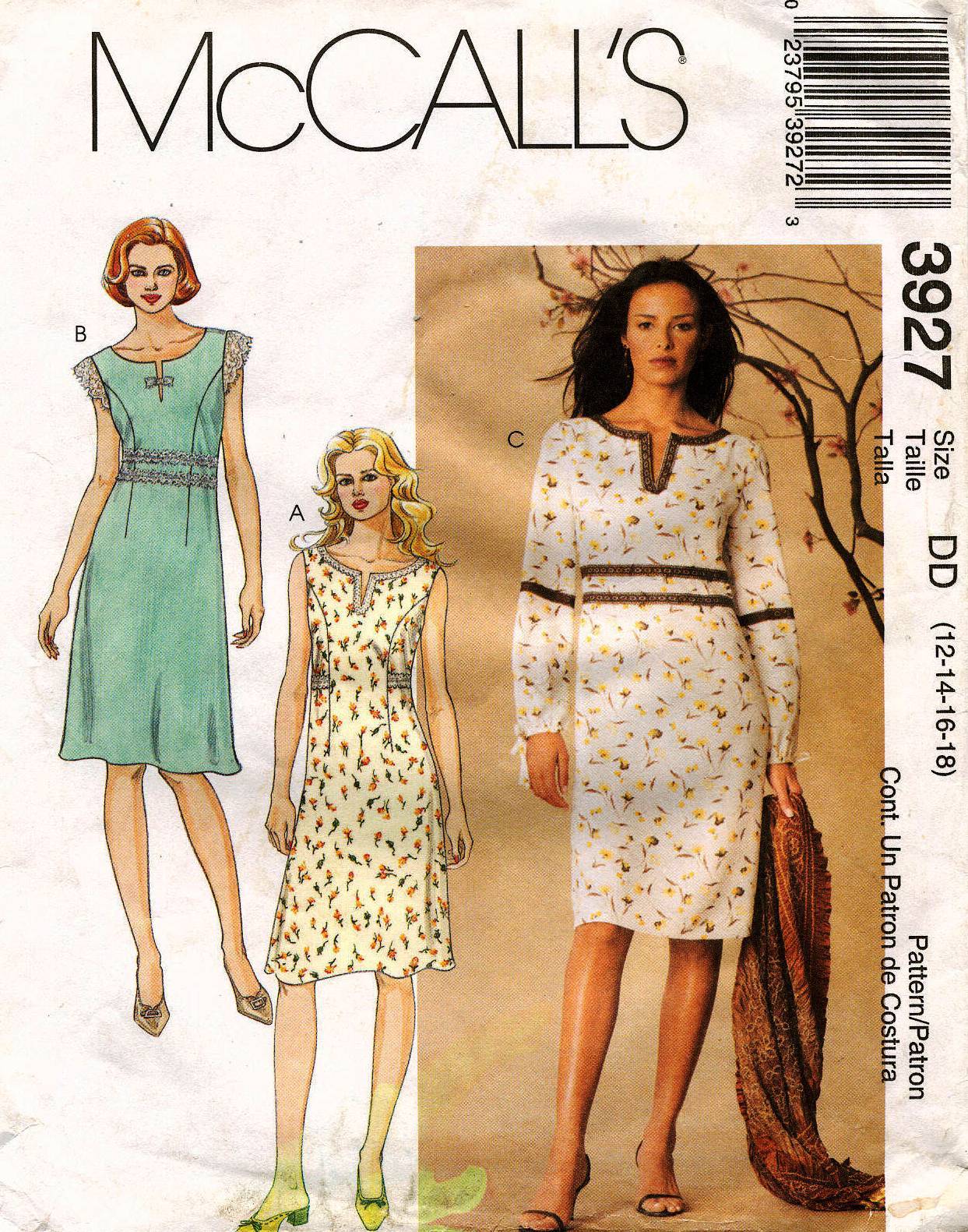 McCall\'s Misses\' Dress Pattern 3927 Size 12-18 UNCUT