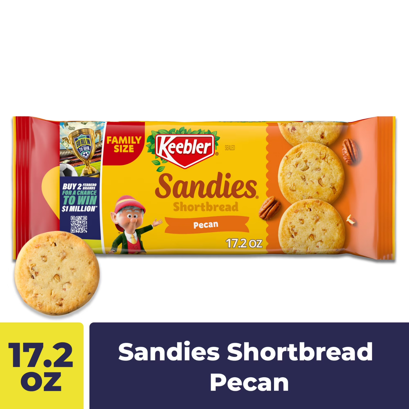 Keebler Sandies Pecan Cookies, Shortbread Cookies with Crunchy Pecans 17.2 oz