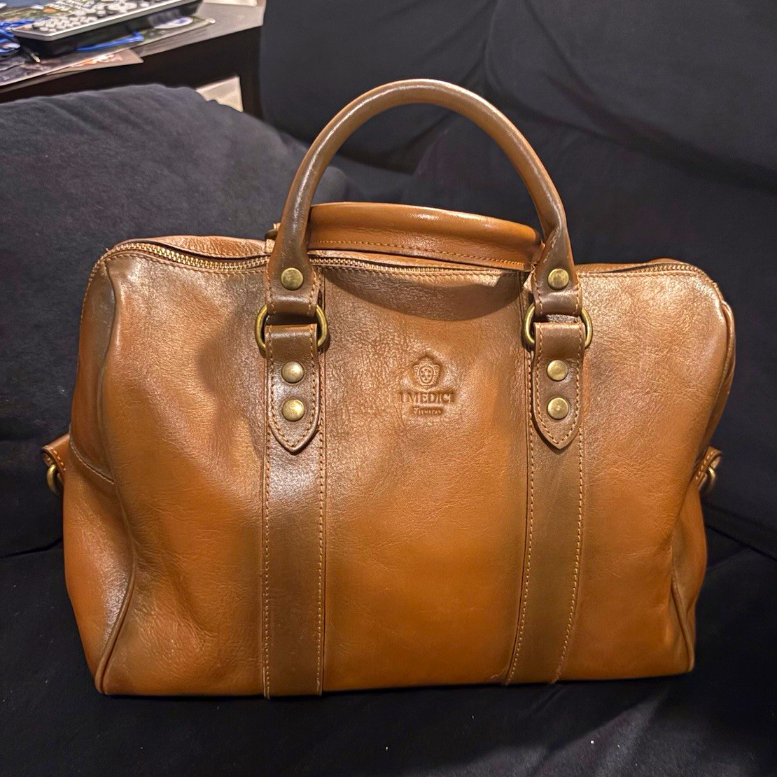 I Medici Firenze Brown Italian leather doctor Satchel Bag Gold Hardware w/ Strap I Medici Firenze Brown Italian leather doctor Satchel Bag Gold Hardware w/ Strap