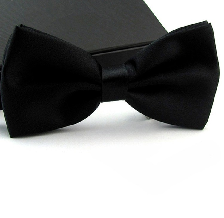 Classic Black Tuxedo Bow Tie, Pre-Tied Satin with Adjustable Strap for Groomsmen Classic Black Tuxedo Bow Tie, Pre-Tied Satin with Adjustable Strap for Groomsmen