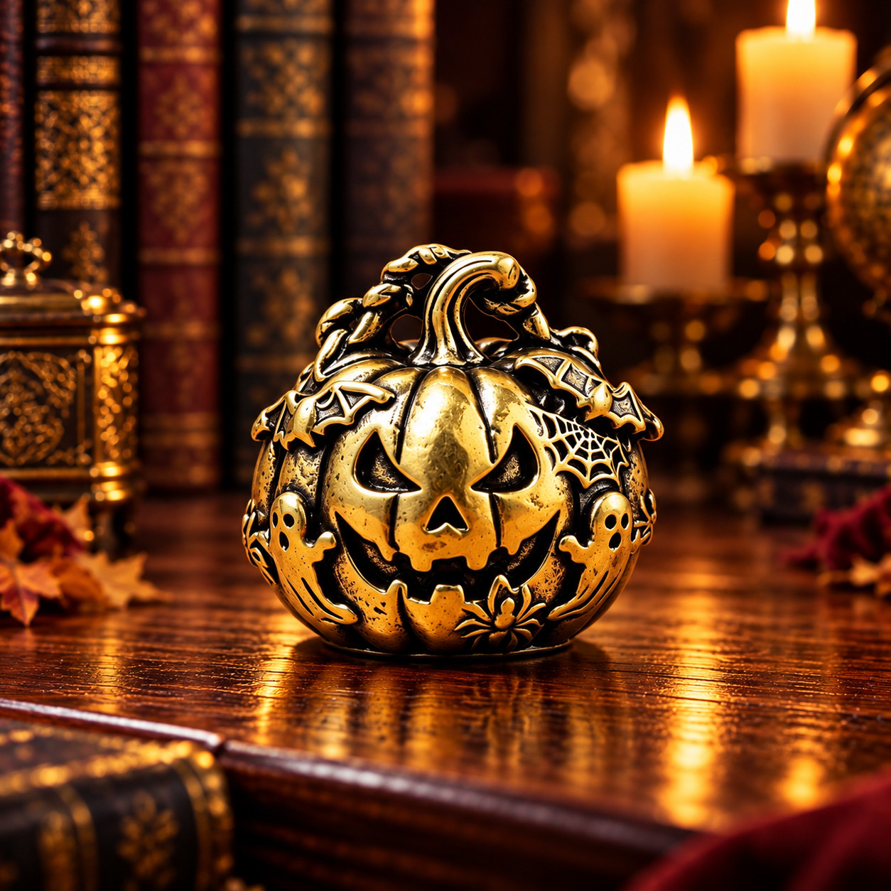 Brass Pumpkin jack-o'-lantern Scary CUTE Ornament Halloween GIFT Spooky DECOR