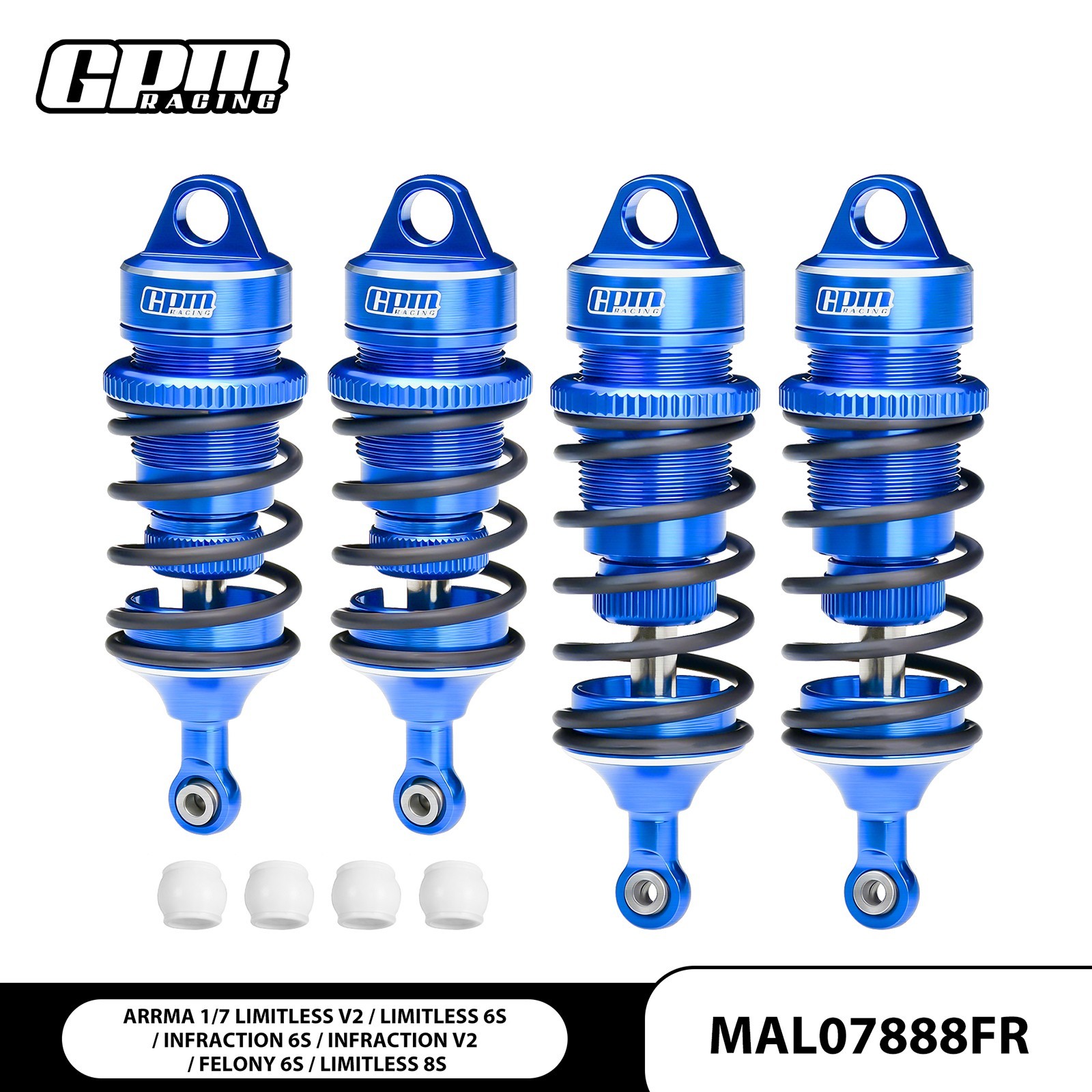 GPM Alu F & R Adjust Spring Dampers ARRMA 1/7 Limitless 8S V2 Infraction Felony GPM Alu F & R Adjust Spring Dampers ARRMA 1/7 Limitless 8S V2 Infraction Felony