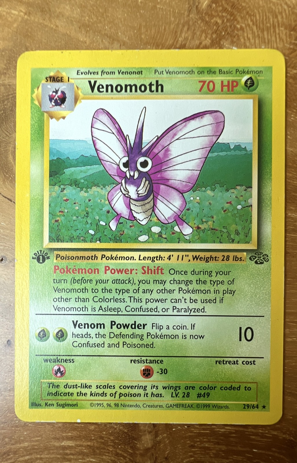 Venomoth 29/64 Jungle Regular. 1st Edition Venomoth 29/64 Jungle Regular. 1st Edition