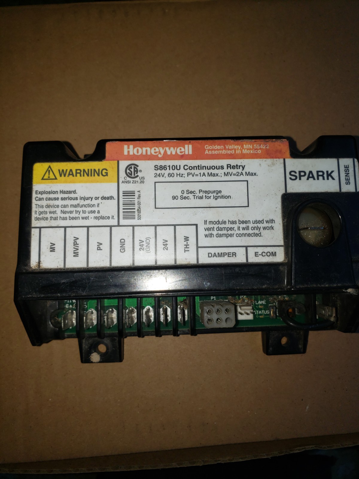 Honeywell S8610U Intermittent Spark Ignition Control Honeywell S8610U Intermittent Spark Ignition Control