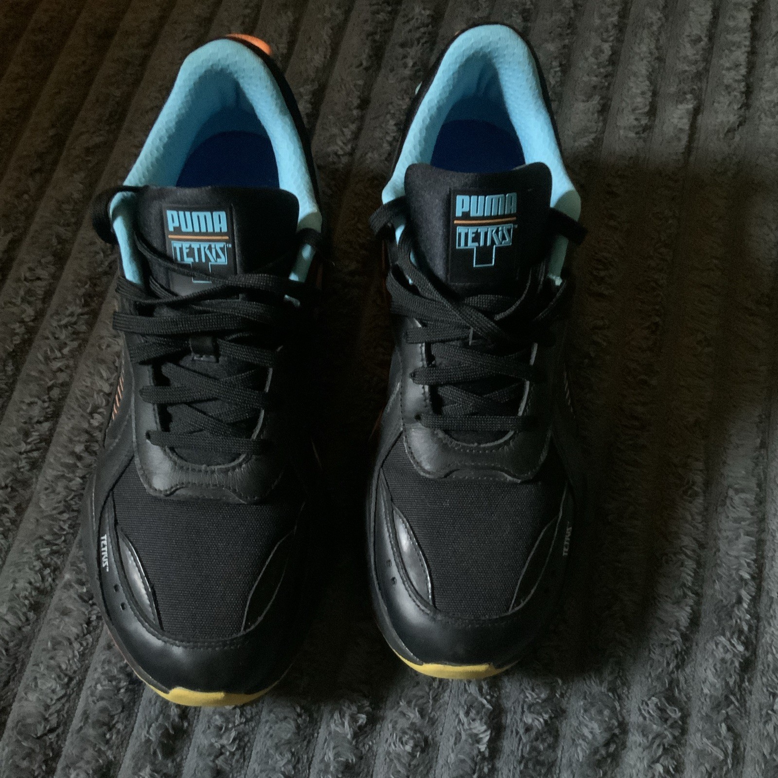 PUMA Tetris Men’s Black Blue Orange Low Top Lace-Up Synthetic Sneakers PUMA Tetris Men’s Black Blue Orange Low Top Lace-Up Synthetic Sneakers