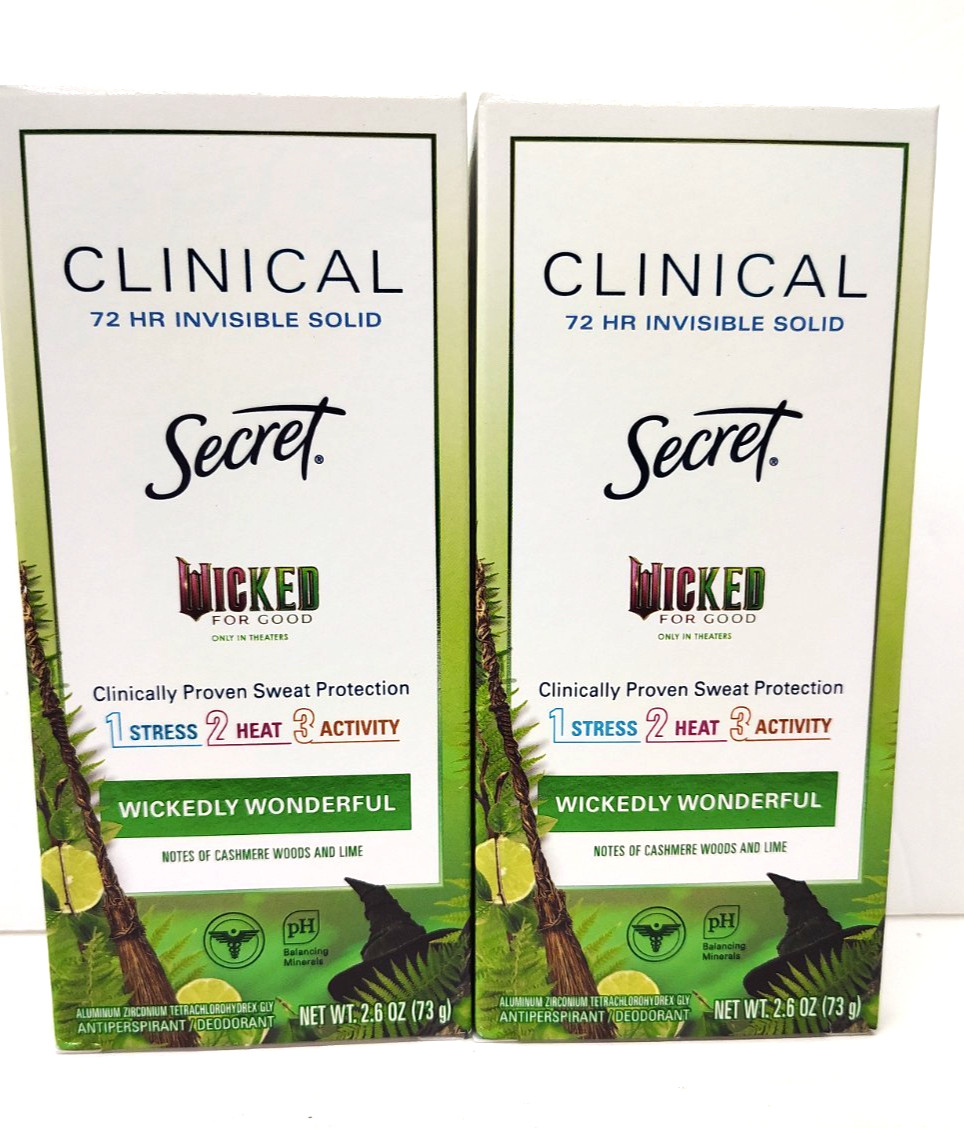 2 WICKED Limited Ed. Secret CLINICAL Antiperspirant Deodorant WICKEDLY WONDERFUL 2 WICKED Limited Ed. Secret CLINICAL Antiperspirant Deodorant WICKEDLY WONDERFUL