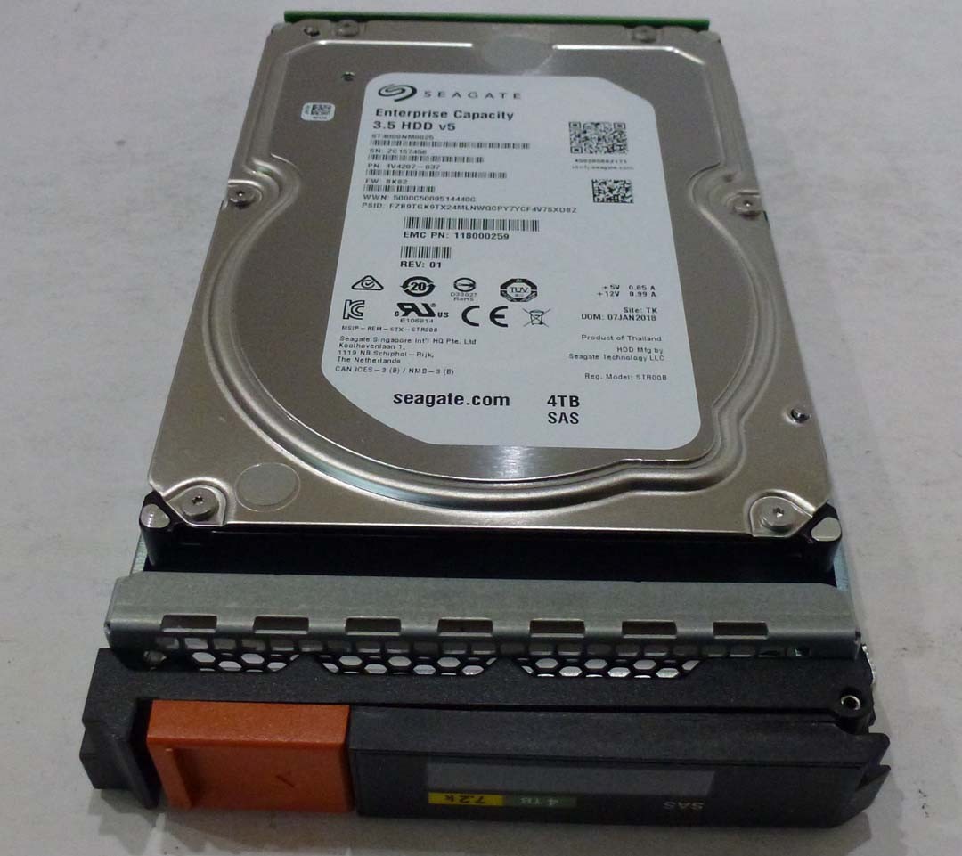 EMC 005052090 4TB 7.2K SAS 12Gb DataDomain 6300 6800, ST4000NM0025  1V4207-037