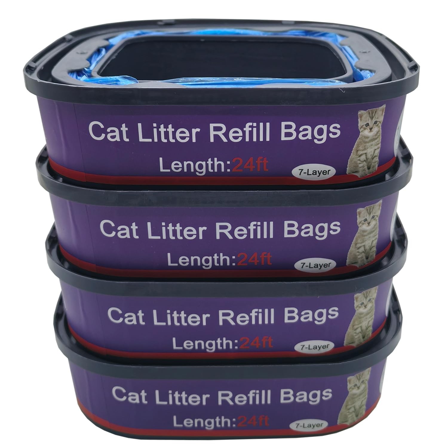 4 Pack Cat Litter Refill Bags Cartridges Compatible with Genie Blue 4 Pack Cat Litter Refill Bags Cartridges Compatible with Genie Blue