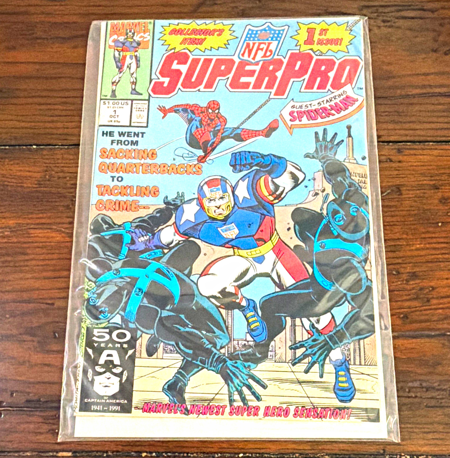 Marvel Comics NFL SuperPro #1 1991 Copper Age Spider-Man Guest Star Single Issue Marvel Comics NFL SuperPro #1 1991 Copper Age Spider-Man Guest Star Single Issue