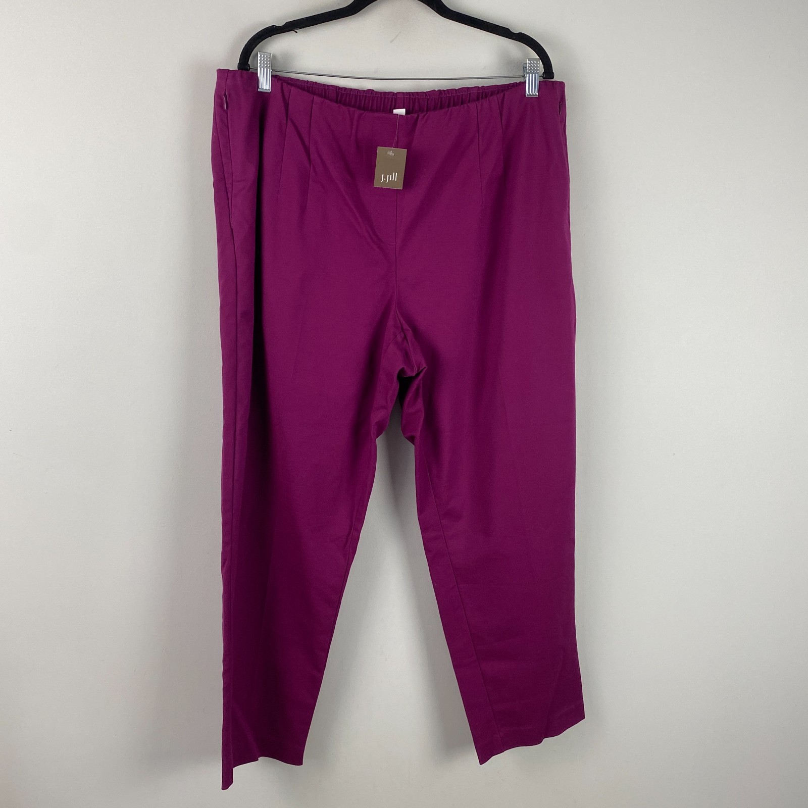J. Jill Pull On Ankle Pants Size 20 Dewberry Pink Elastic Waist Cotton Blend