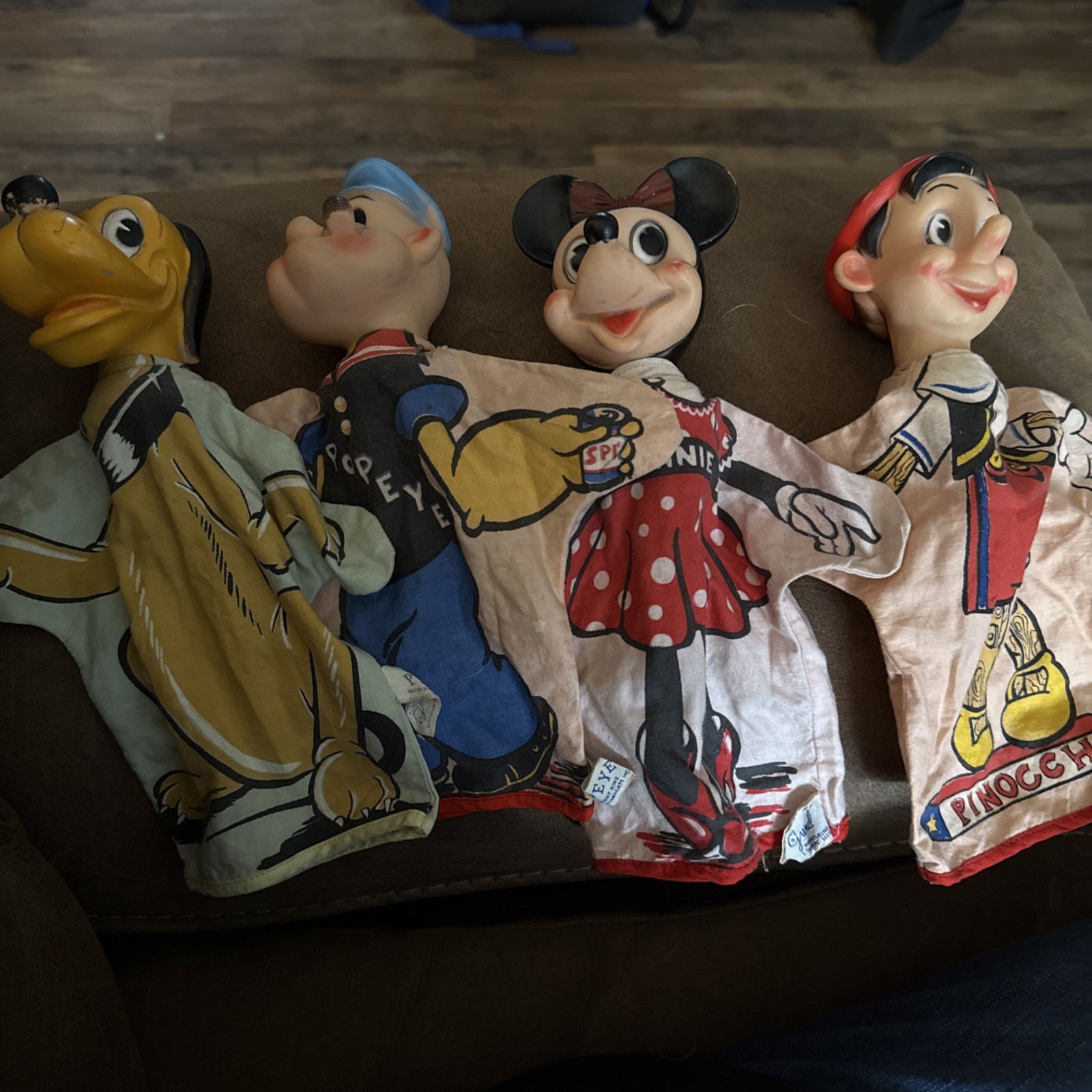 Vintage Hand Puppets Gund Minnie Mouse, Pinocchio, Pluto And Popeye Vintage Hand Puppets Gund Minnie Mouse, Pinocchio, Pluto And Popeye