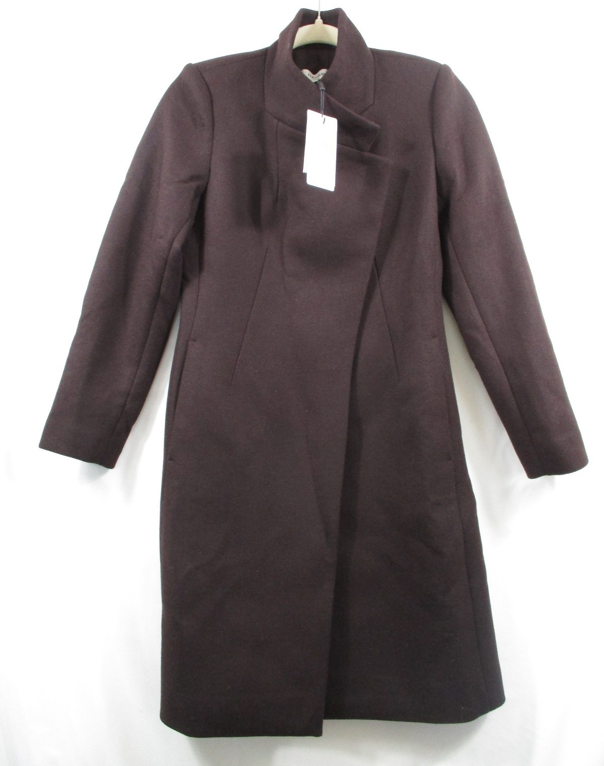 -NWT Reiss Petite Max Wool Blend Mid Length Women\'s Coat Chocolate Brown Sz 0P