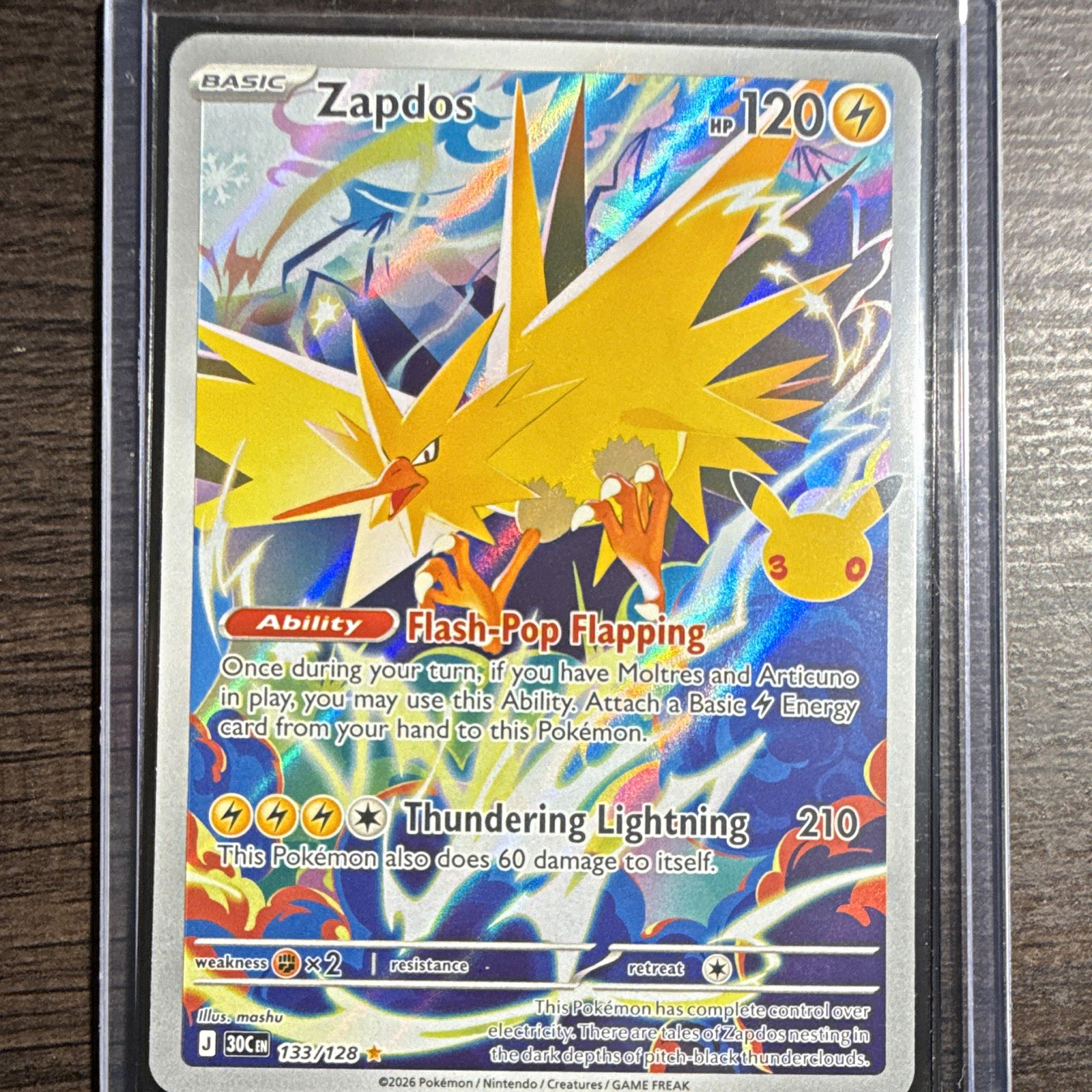 The Pokemon Company Pokemon TCG Zapdos 133/128 Secret Rare Full Art Holo EN The Pokemon Company Pokemon TCG Zapdos 133/128 Secret Rare Full Art Holo EN