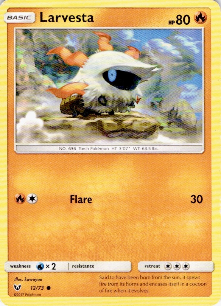 Larvesta 12/73 Common Shining Legends Pokemon Lightly Played