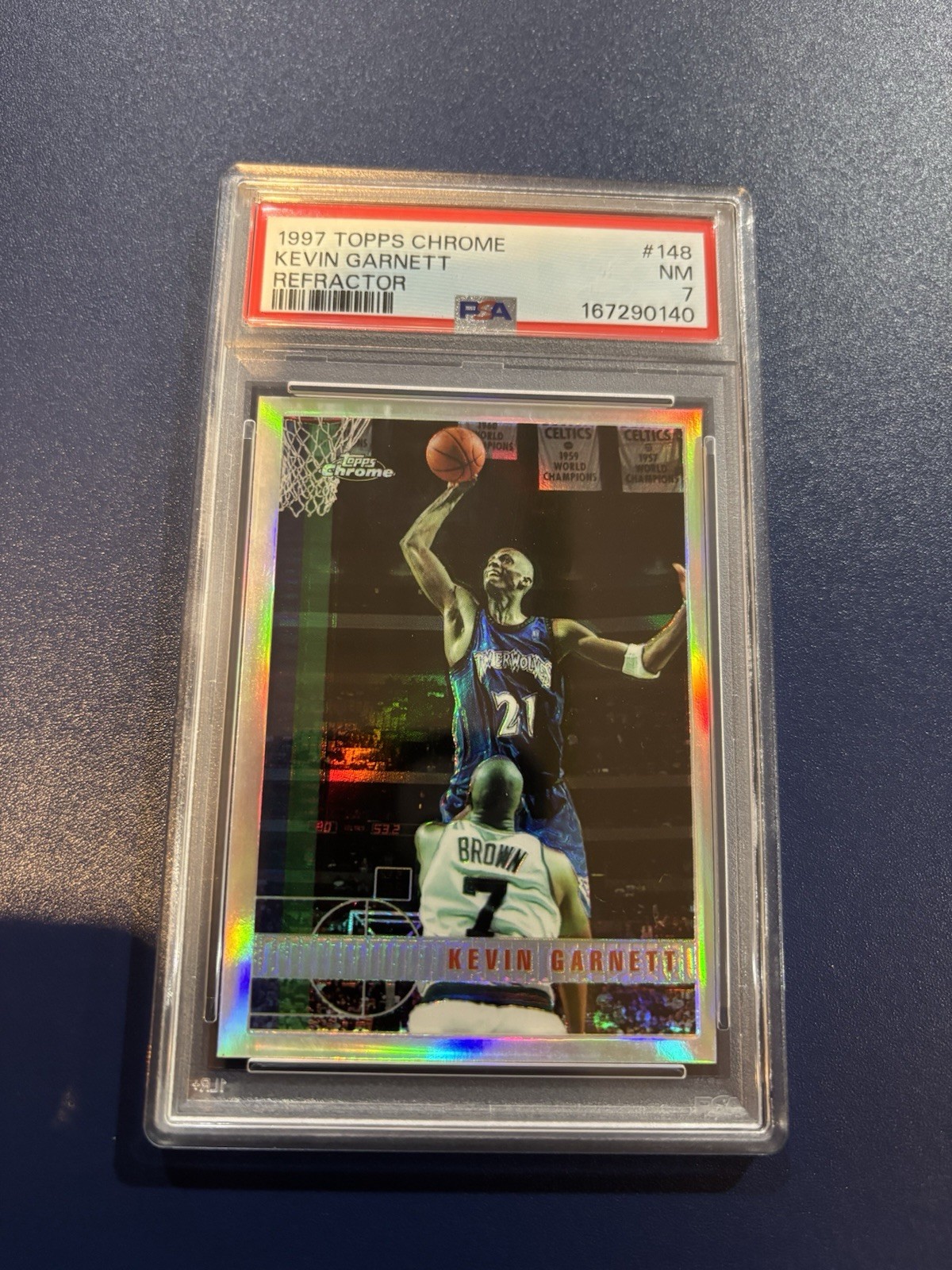 Topps 1997-98 Topps Chrome Kevin Garnett #148 Refractor PSA 7 NBA Topps 1997-98 Topps Chrome Kevin Garnett #148 Refractor PSA 7 NBA