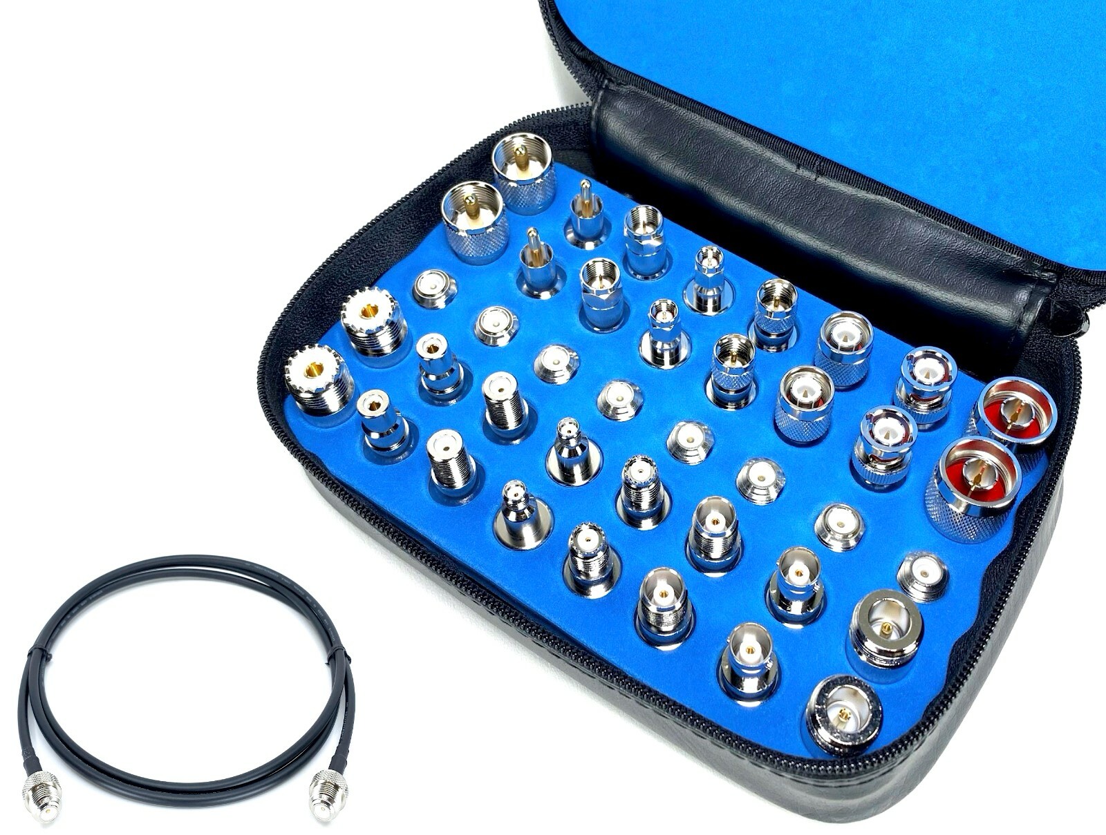 Gizwiz Universal RF Coax Adapter Kit 40pcs N UHF Mini BNC TNC SMA RCA F Cable 