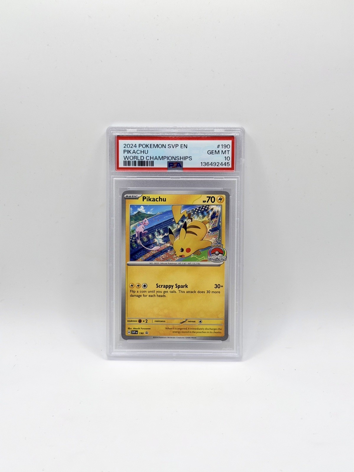 Pokémon Pikachu 2024 SVP-190 en World Championships Stamped Promo PSA 10 Pokémon Pikachu 2024 SVP-190 en World Championships Stamped Promo PSA 10