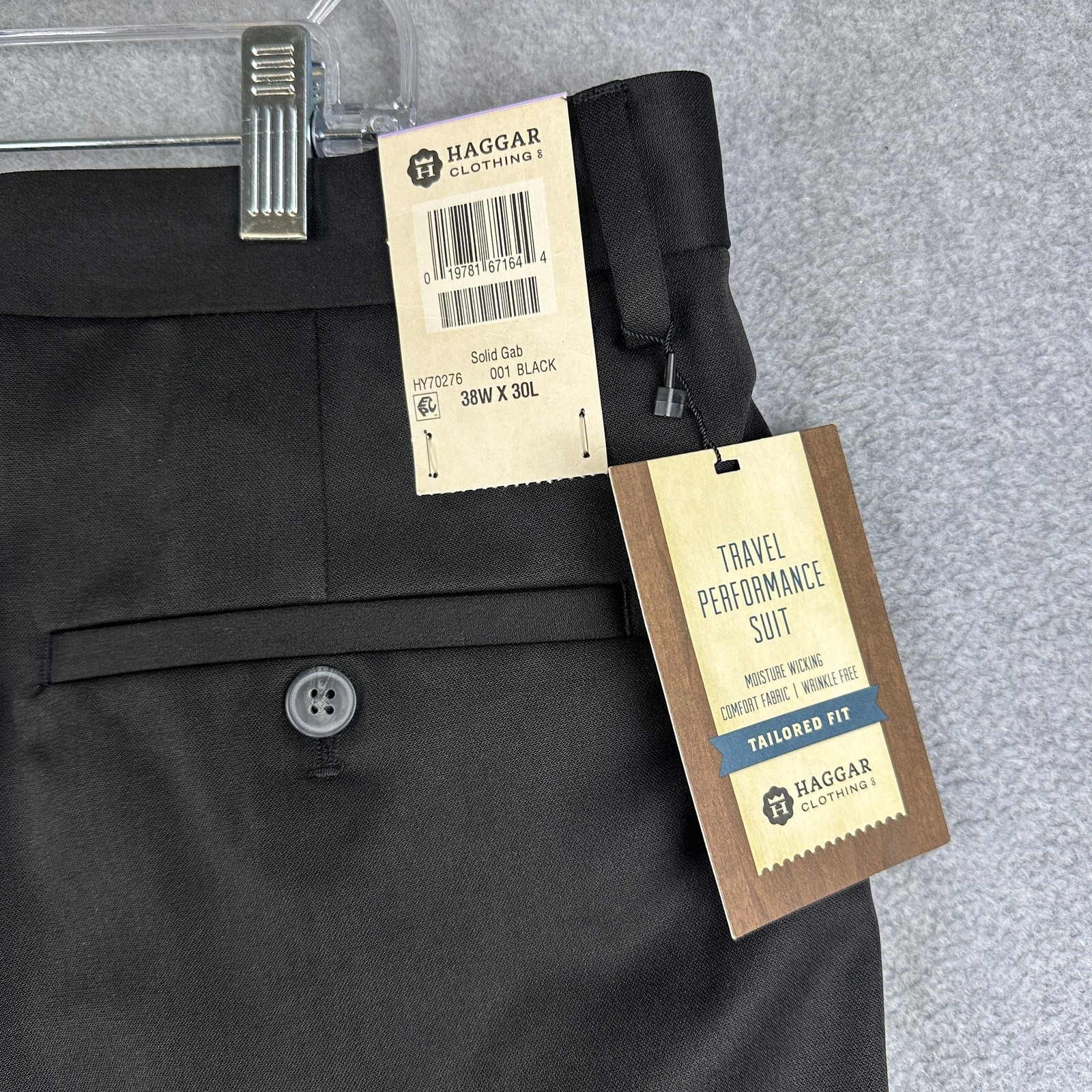 Haggar Dress Suit Pants Mens 38x30 Black Travel Performance Slim Fit Stretch NWT