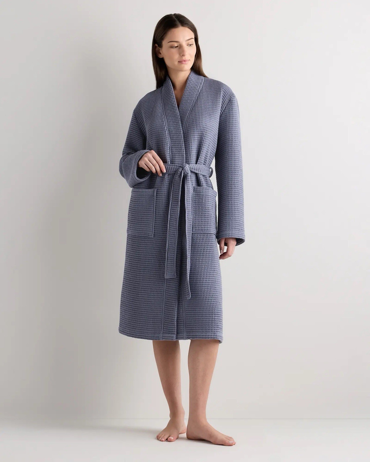 NWOT QUINCE ORGANIC TURKISH WAFFLE ROBE SIZE LARGE Twilight Blue NWOT