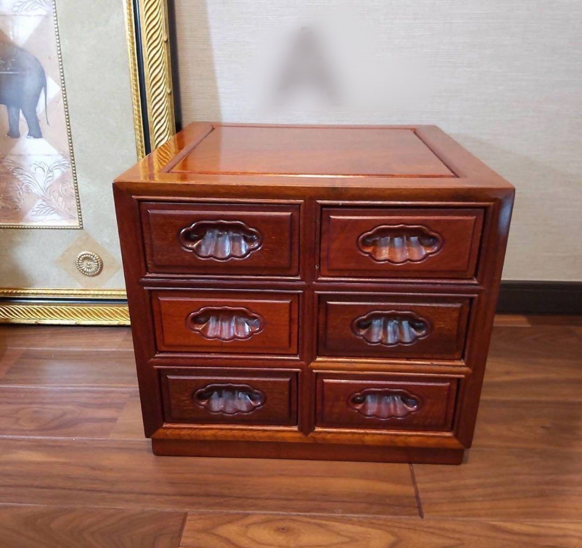 Rare Wooden Tabletop Chest with 6 Small Drawers Rare Wooden Tabletop Chest with 6 Small Drawers