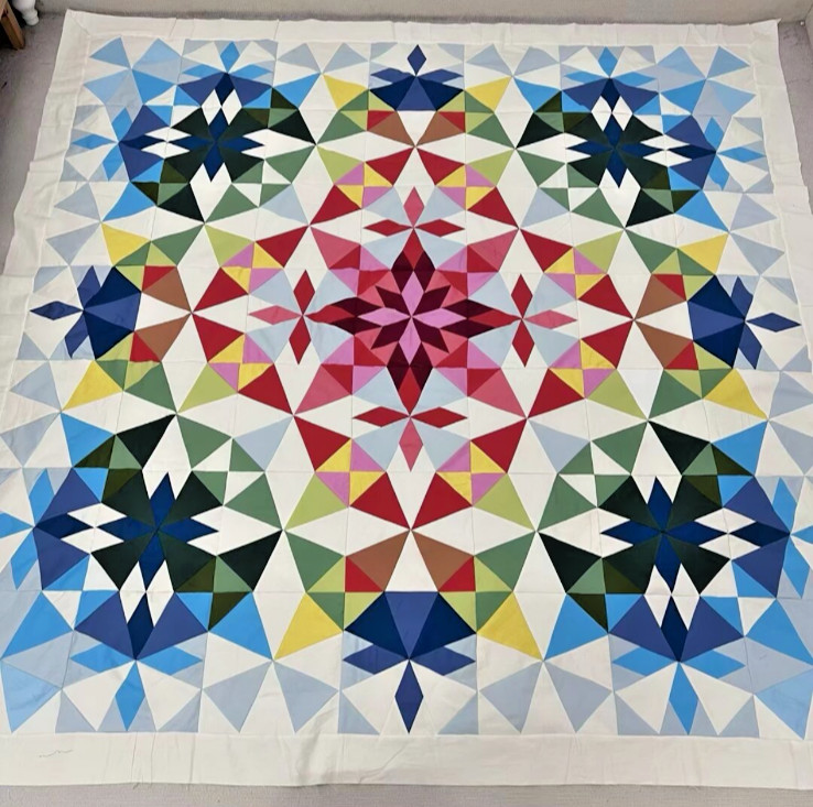 Handmade Rainbow Alaska Cotton Fabric Queen Size Patchwork quilt top/topper Handmade Rainbow Alaska Cotton Fabric Queen Size Patchwork quilt top/topper