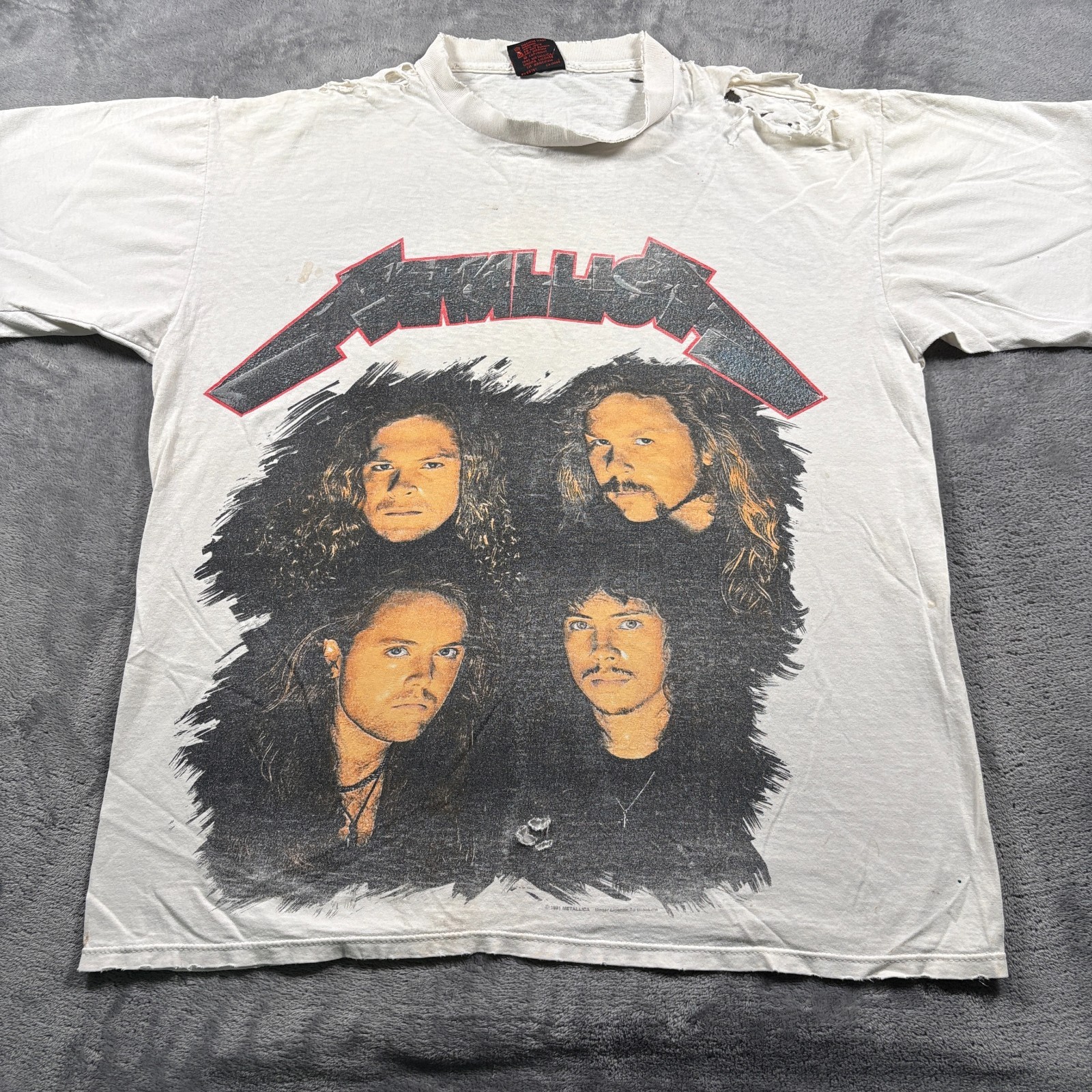 Vintage 1991 Metallica T-Shirt Mens XL White Wherever I May Roam Music Concert