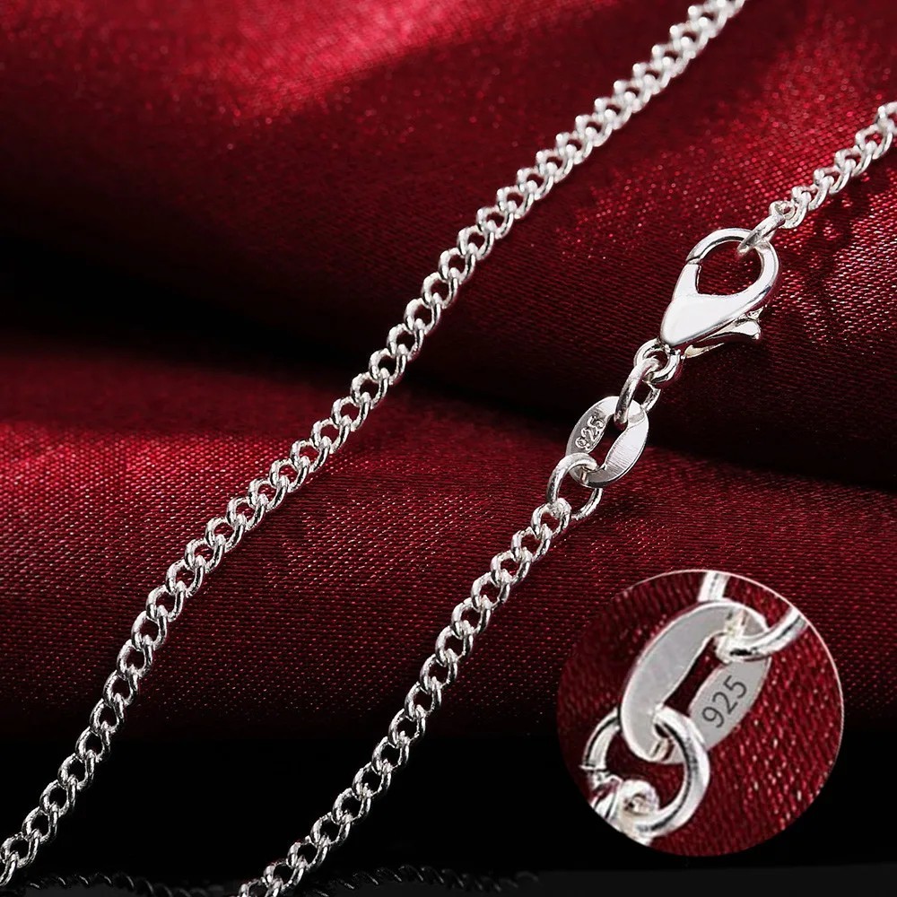 Genuine 925 Sterling Silver Curb Chain Necklace Lobster Clasp 16 Genuine 925 Sterling Silver Curb Chain Necklace Lobster Clasp 16
