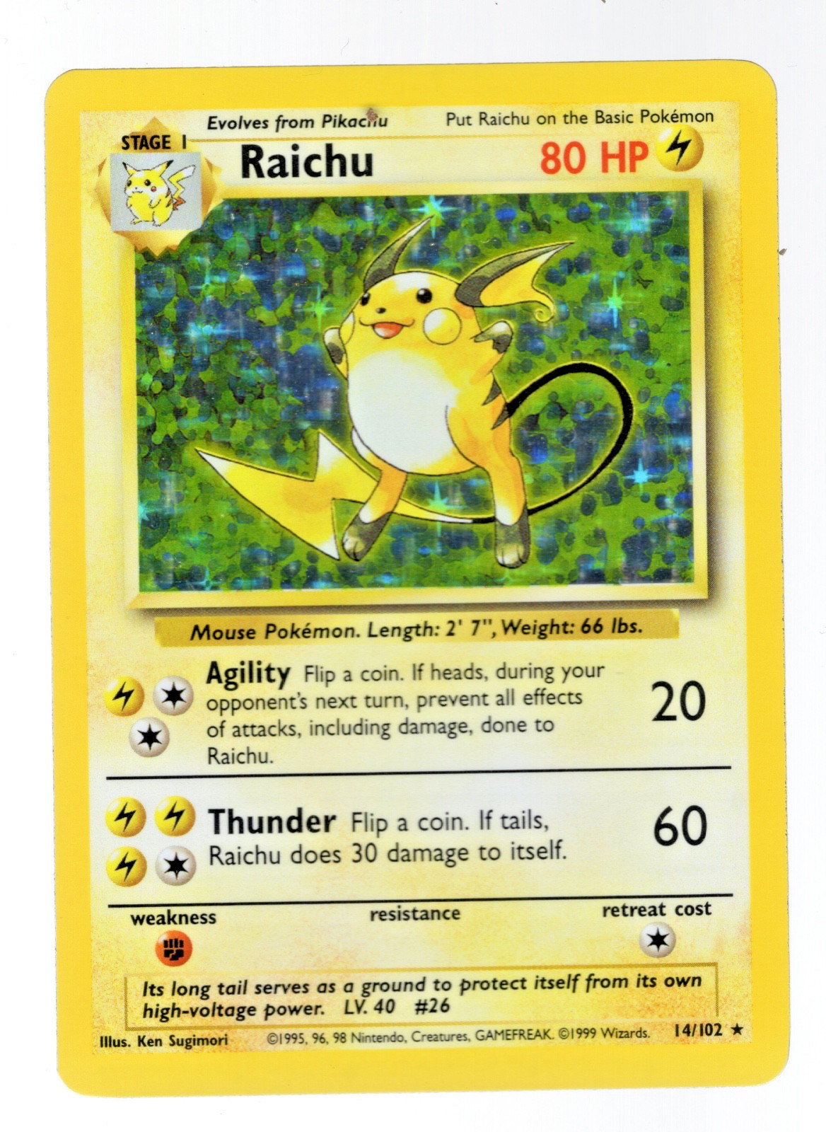 Pokémon Raichu Base Set #014/102 Reverse Holo Pokémon Raichu Base Set #014/102 Reverse Holo