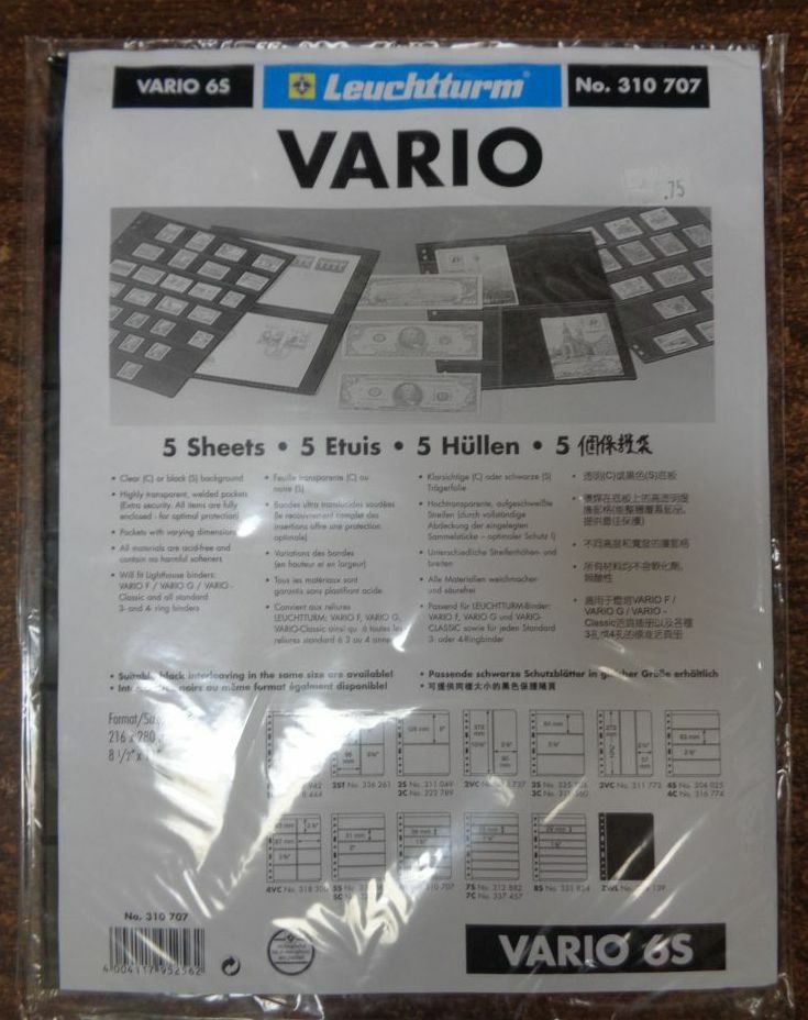 6S VARIO BLACK Lighthouse Stock pages pack of 5 Dbl. sided NEW 6 Row 6S VARIO BLACK Lighthouse Stock pages pack of 5 Dbl. sided NEW 6 Row