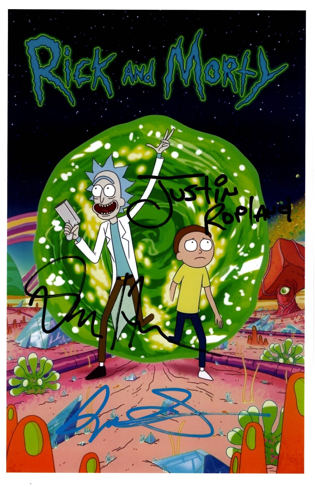 RICK AND MORTY Signed Poster 11x17 Dan Harmon, Justin Roiland and Spencer Gramme