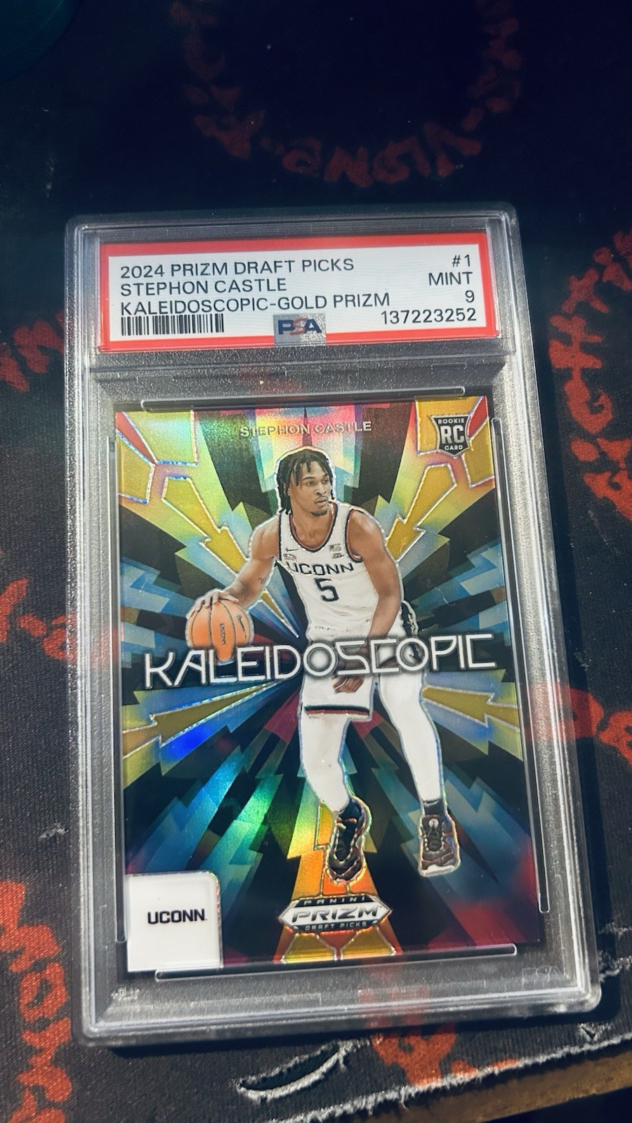 Panini 2024-25 Prizm Draft Picks Stephon Castle Kaleidoscopic Gold /10 PSA 9