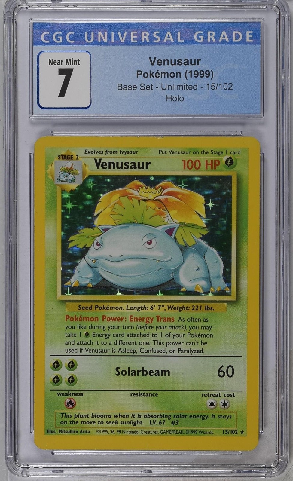 Venusaur 015/102 Base Set Holo CGC 7 Venusaur 015/102 Base Set Holo CGC 7