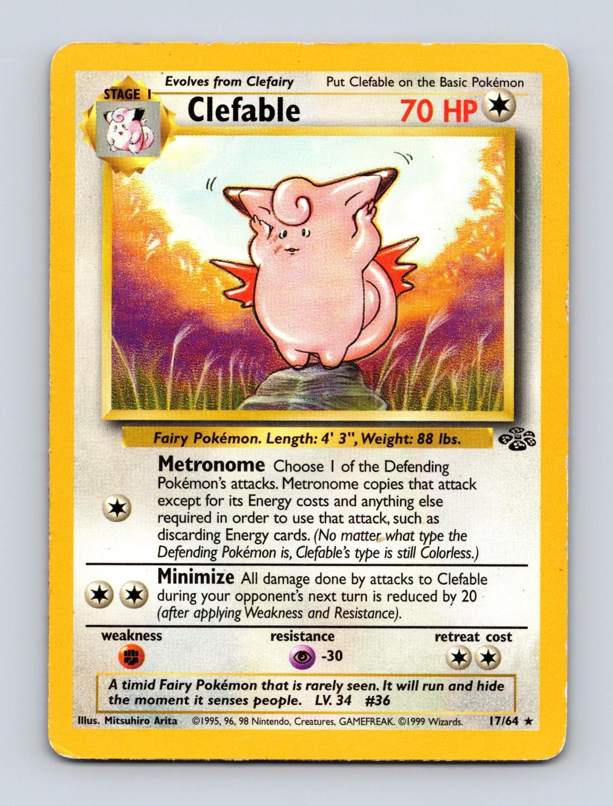 Clefable 17/64 Rare Jungle Pokemon Unlimited Moderately Played Clefable 17/64 Rare Jungle Pokemon Unlimited Moderately Played