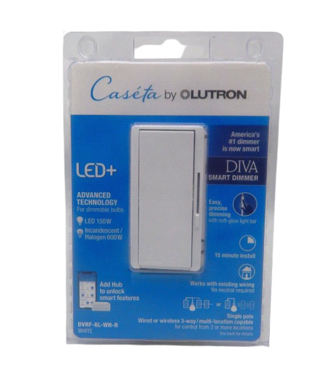 Lutron DIVA Caseta Smart LED+ Dimmer DVRF-6L-WH-R Lutron DIVA Caseta Smart LED+ Dimmer DVRF-6L-WH-R