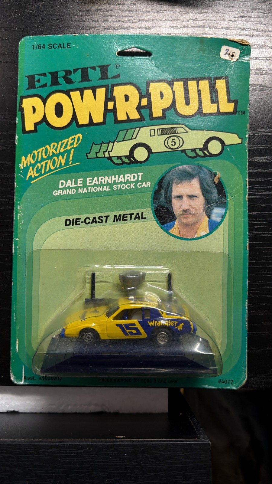 Vintage ERTL Pow-R-Pull Dale Earnhardt #15 Wrangler Grand National 1:64 Carded