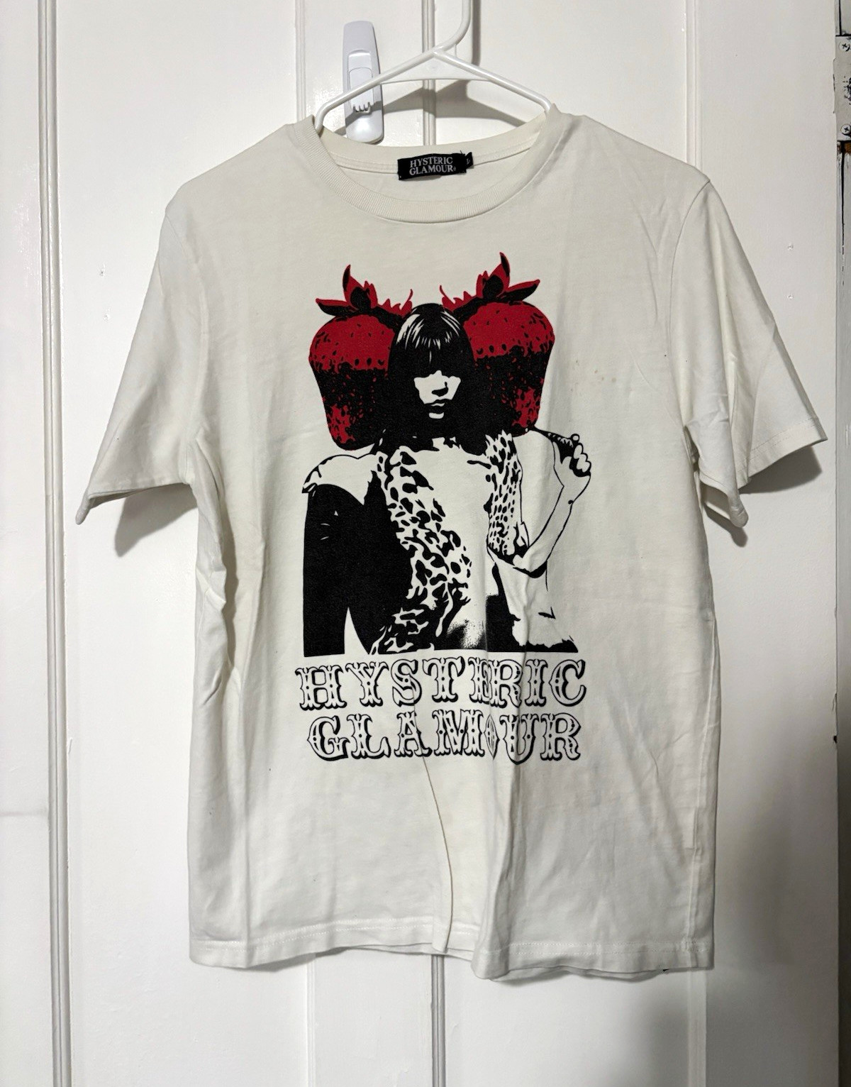Hysteric Glamour Men\'s White Red Black Graphic Logo Crew Neck Tee L Hysteric Glamour Men\'s White Red Black Graphic Logo Crew Neck Tee L