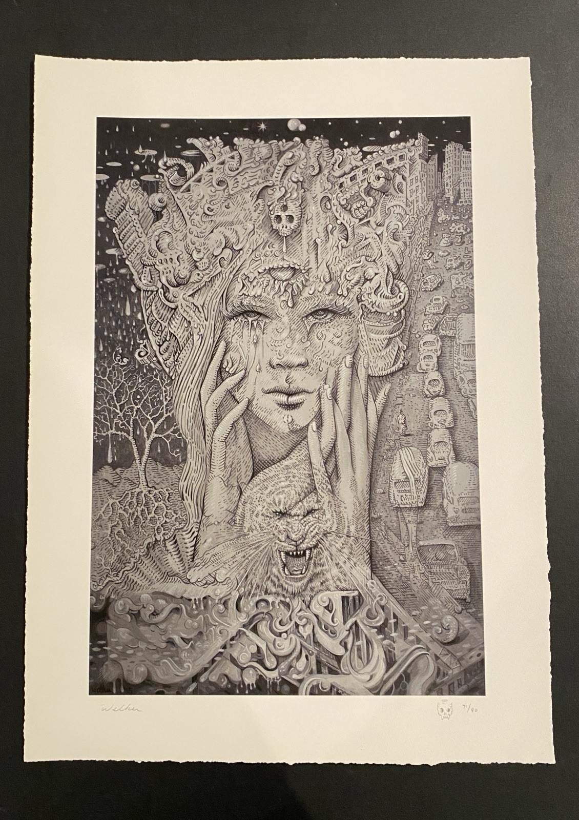 Divine Sorrow Art Print by David Welker Rare Skull Doodle 2018 #/90 Pearl Jam Divine Sorrow Art Print by David Welker Rare Skull Doodle 2018 #/90 Pearl Jam