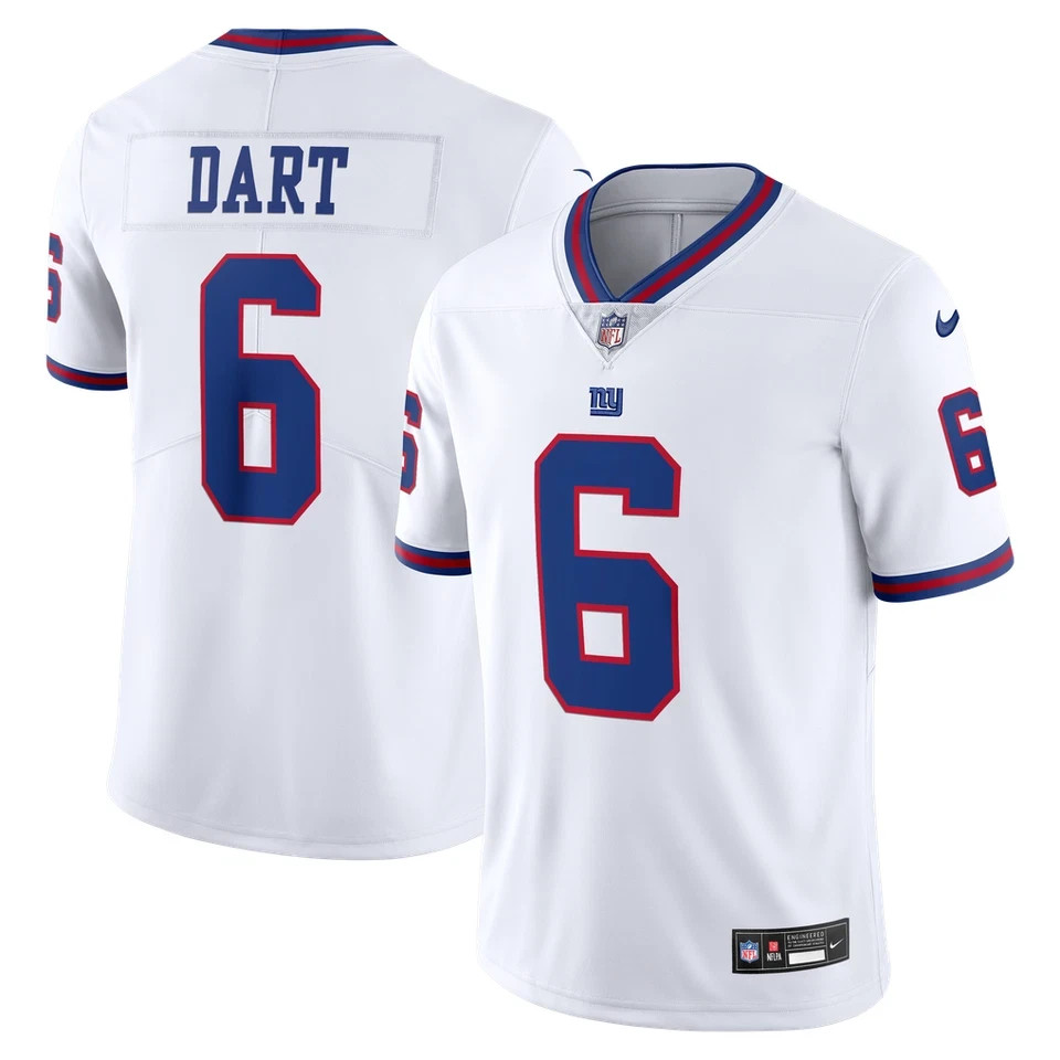NEW Men's Giants #6 Jaxson Dart White Alternate Game 3D PRINT Jersey