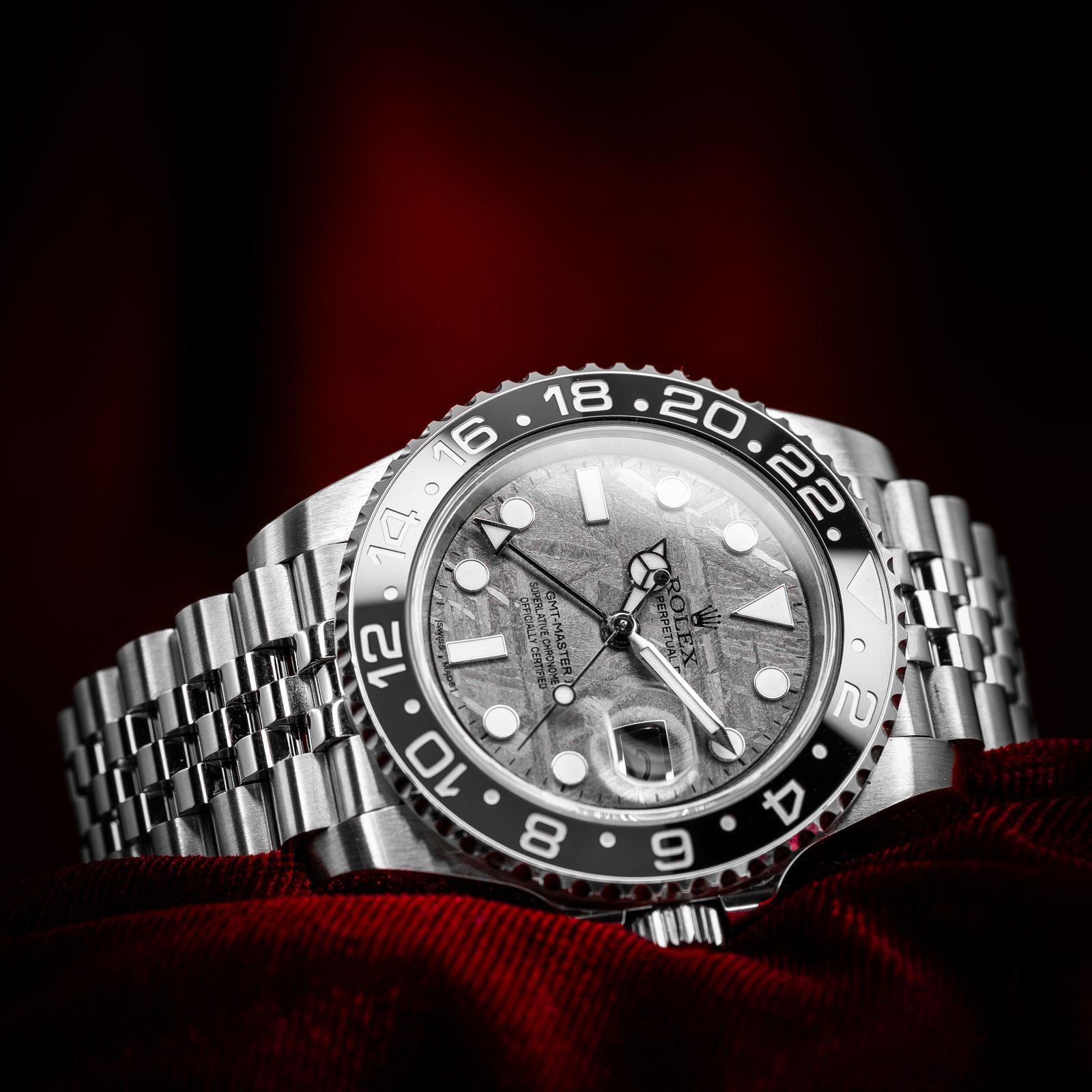 Rolex GMT-Master II Gray Meteorite Bruce Wayne Jubilee 116710LN Box & Papers