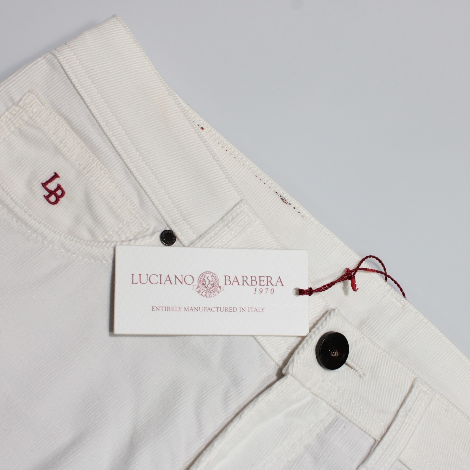 Luciano Barbera NWT 5 Pocket Jean Cut Pants Size 48 (US 32) in White 100% Cotton