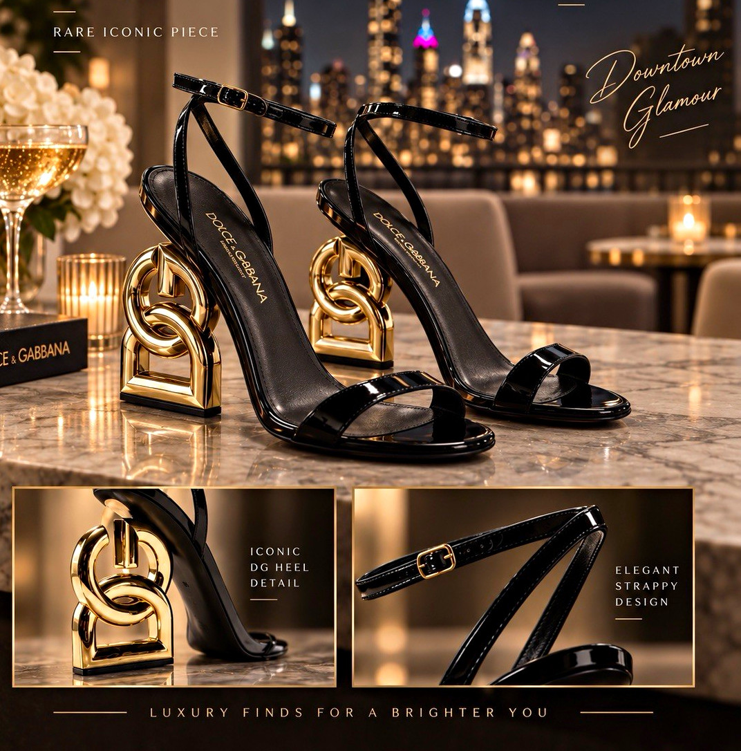 Dolce & Gabbana Black/Gold Patent Strappy Open Toe Block Heel EU 39.5 new Dolce & Gabbana Black/Gold Patent Strappy Open Toe Block Heel EU 39.5 new