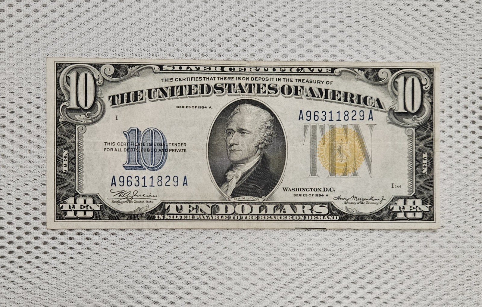 1934 A $10 NORTH AFRICA Silver Certificate WWll Issue Yellow / Gold Seal Nice 1934 A $10 NORTH AFRICA Silver Certificate WWll Issue Yellow / Gold Seal Nice