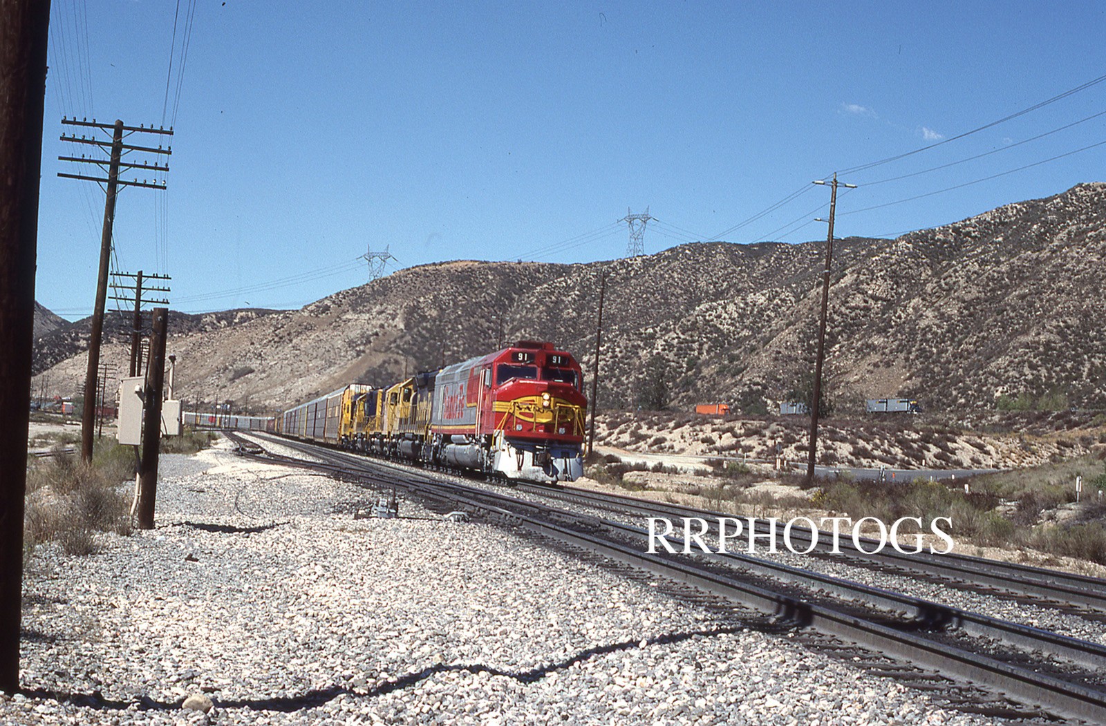 RAILROAD SLIDE SANTA FE AT&SF ACTION EMD FP45u LOCOMOTIVE #91 V4 c1990 RAILROAD SLIDE SANTA FE AT&SF ACTION EMD FP45u LOCOMOTIVE #91 V4 c1990