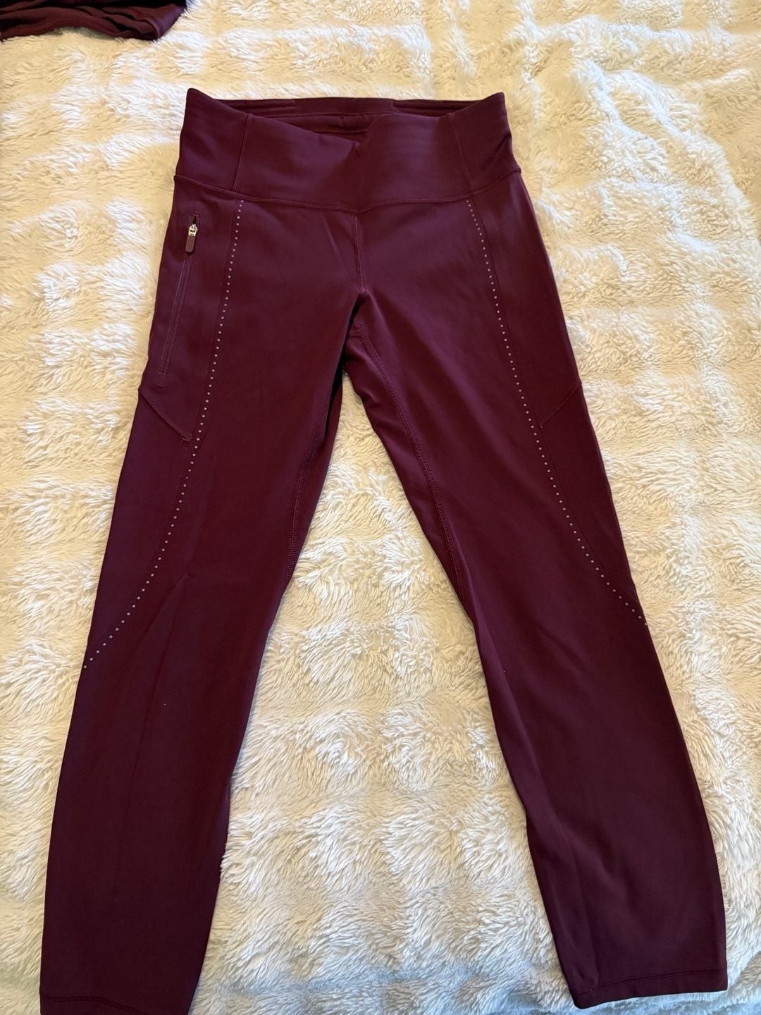 Lululemon Extra Mile Crop Reflective Leggings Garnet Lululemon Extra Mile Crop Reflective Leggings Garnet