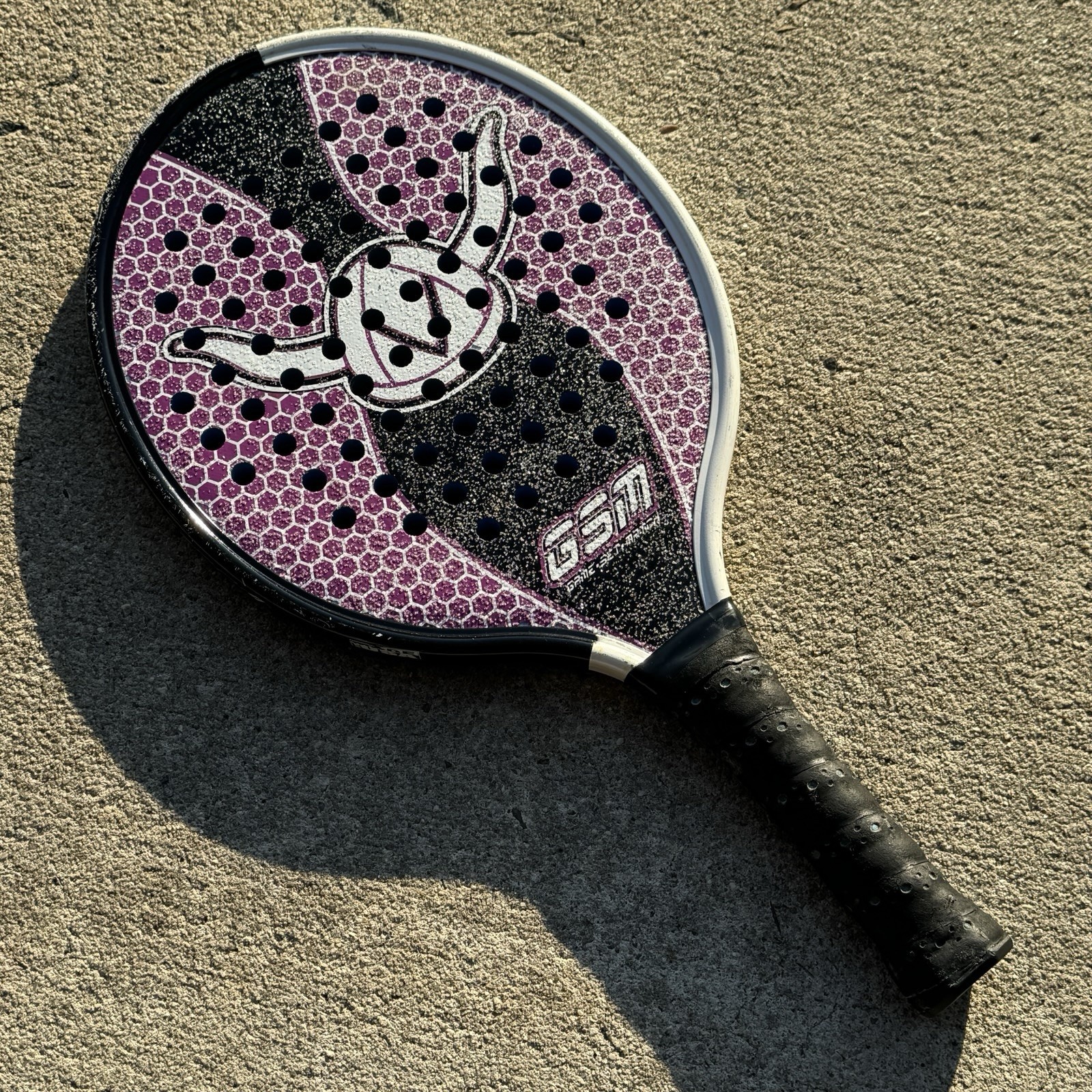 Vtg Viking Athletics GSM Platform Tennis Paddle Purple Black White USA Made